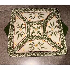 Temptations Old World Green - 5 Section Vegetable Serving Tray - 14 1/2" Square